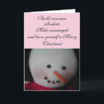 Tarjeta Festiva Sweet Snowman<br><div class="desc">Un muñeco de nieve sonriente dulce con una nariz de zanahoria grande. ¡Trae de vuelta recuerdos de hombres de nieve,  patinaje sobre hielo y ángeles de nieve!</div>