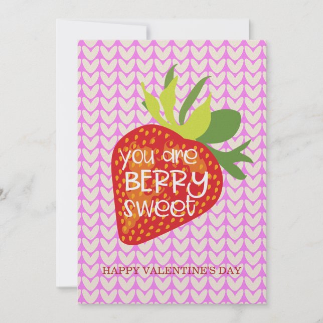 Tarjeta Festiva Sweet Strawberry Love Romantic Día de San Valentín (Anverso)