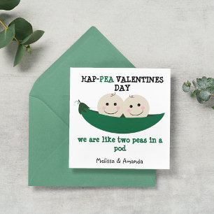 Tarjeta Festiva Sweet Two peas In A Pod Hap-pea Valentines Day