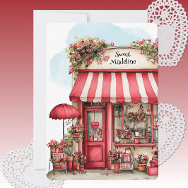Tarjeta Festiva Sweet Valentine Flower Shop Personalized Flat