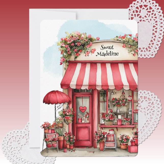 Tarjeta Festiva Sweet Valentine Flower Shop Personalized Flat (Subido por el creador)