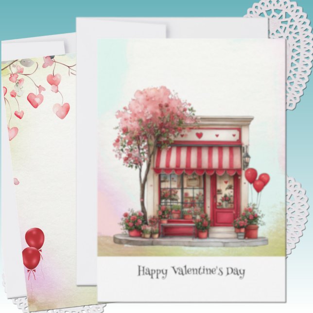 Tarjeta Festiva Sweet Valentine Shop Flat (Subido por el creador)