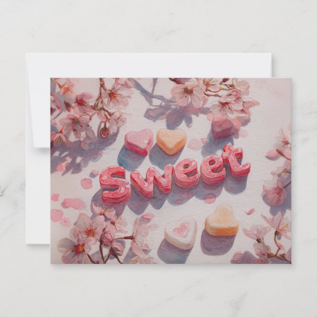 Tarjeta Festiva Sweet Valentines Day Card with Cherry blossom (Anverso)