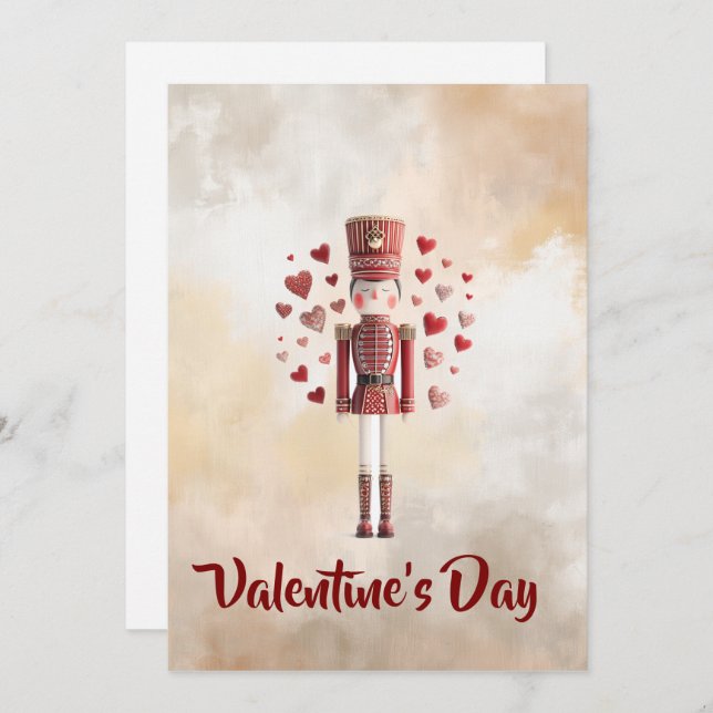 Tarjeta Festiva Sweet Valentines Day Nutcracker Romantic Card (Anverso / Reverso)