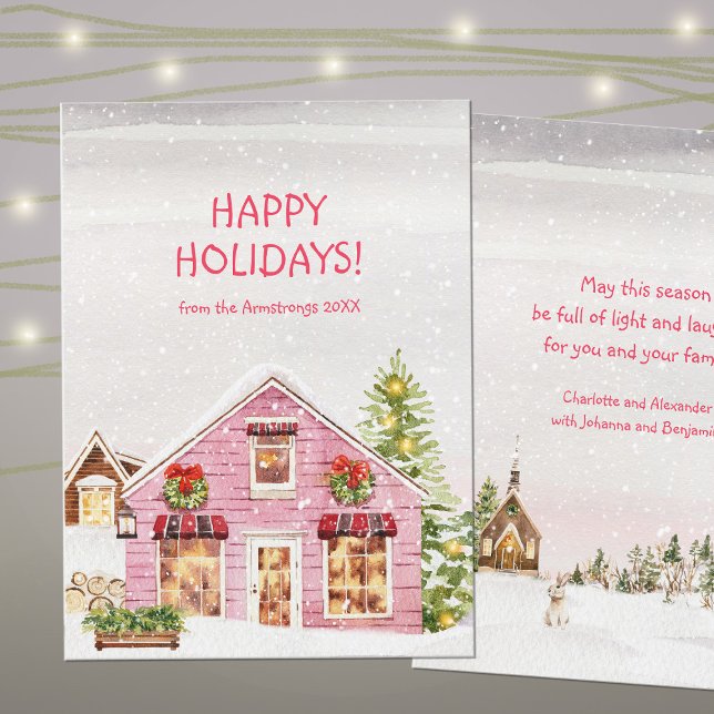 Tarjeta Festiva Sweet Watercolor Winter Wonderland (Sweet Watercolor Winter Wonderland Holiday Card ©Susanne Sachers - Sunny Mind Design 🌞)