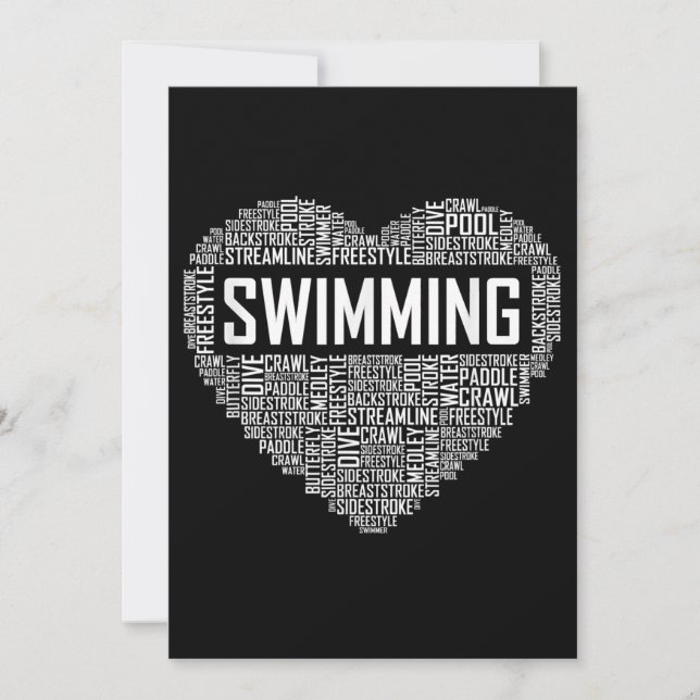 Tarjeta Festiva Swimming Heart Coach Swimmer Gift Swift Lover Rega (Anverso)