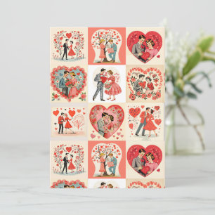 Tarjeta Festiva Swingin' Sixties Valentine Patchwork