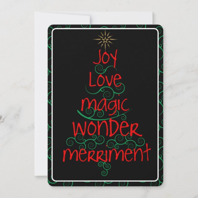 Tarjeta Festiva Swirls ・ Alegría ・ Amor ・ Magia ・ Maravilla ・ Merr (Anverso)