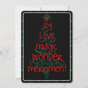 Tarjeta Festiva Swirls ・ Alegría ・ Amor ・ Magia ・ Maravilla ・ Merr