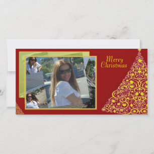 Tarjeta Festiva Swirls Christmas Tree Photo Card