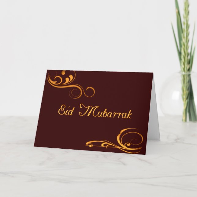 Tarjeta Festiva Swirls vintage - Eid Mubarrak (Anverso)