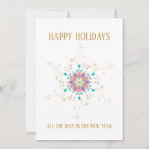 Swirly Snowflake Happy Holidays Personalizado Busi