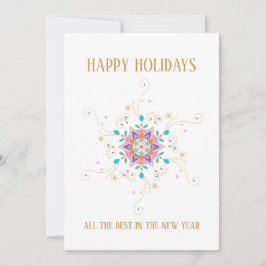 Tarjeta Festiva Swirly Snowflake Happy Holidays Personalizado Busi