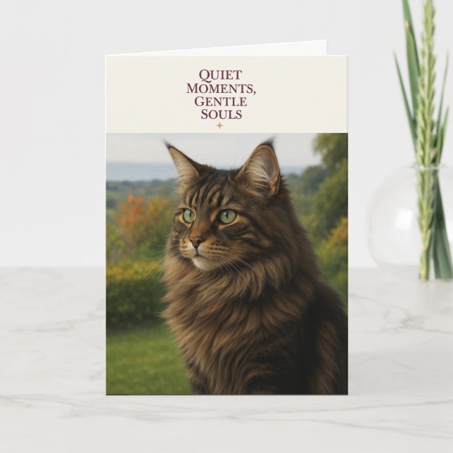 Tarjeta Festiva Sympathy Cat Card | Maine Coon Thinking of You (Anverso)