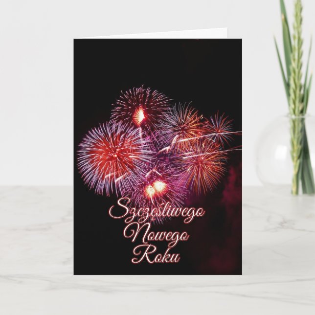 Tarjeta Festiva Szczęśliwego Nowego Roku o Feliz Año Nuevo (Anverso)