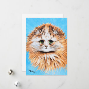 Tarjeta Festiva Tabby Cat with Green Eyes, Head Study de L. Wain