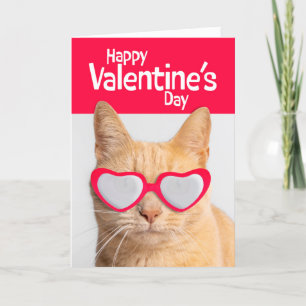 Tarjeta Festiva Tabby feliz Naranja del Día de San Valentín en gaf