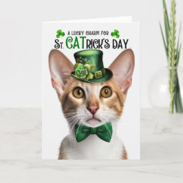 Tarjeta Festiva Tabby Oriental Shorthair Cat St CATrick's Day