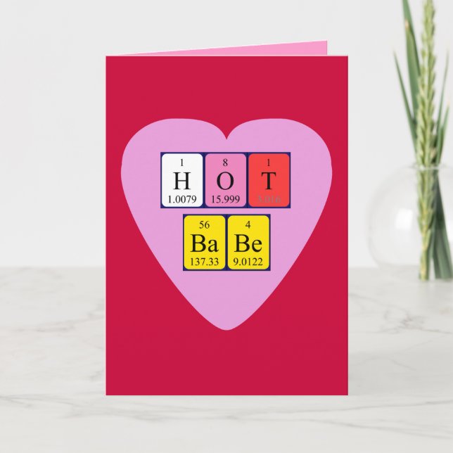 Tarjeta Festiva Tabla de San Valentín periódica de Hot Babe (Anverso)