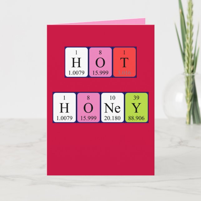 Tarjeta Festiva Tabla de San Valentín periódica de Hot Honey (Anverso)