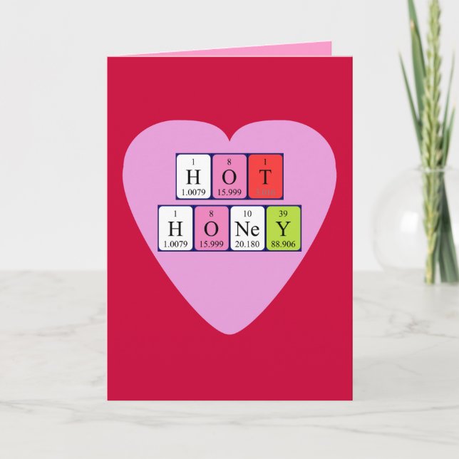 Tarjeta Festiva Tabla de San Valentín periódica de Hot Honey (Anverso)