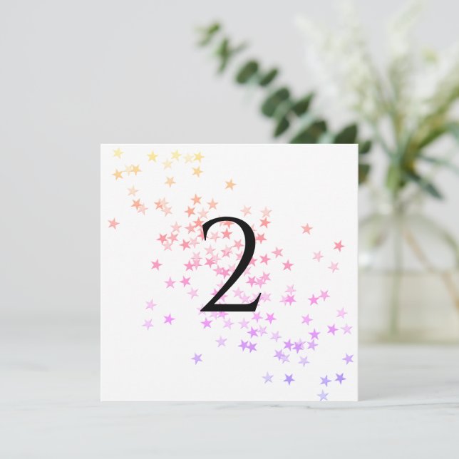 Tarjeta Festiva Table numbers stars (Anverso de pie)
