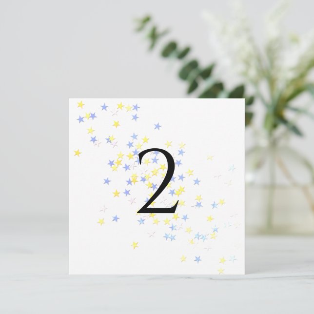 Tarjeta Festiva Table numbers stars (Anverso de pie)