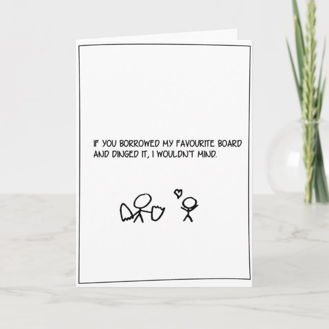 Tarjeta Festiva 'Tablero favorito' - Surfing Valentine Card (Anverso)
