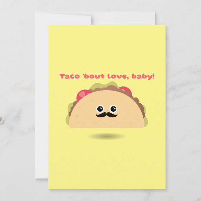 Tarjeta Festiva Taco Acerca del Amor Bebe Día de San Valentín (Anverso)