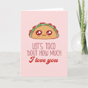 Tarjeta Festiva Taco Bout Love Cute Food Pun Funny El día de San V