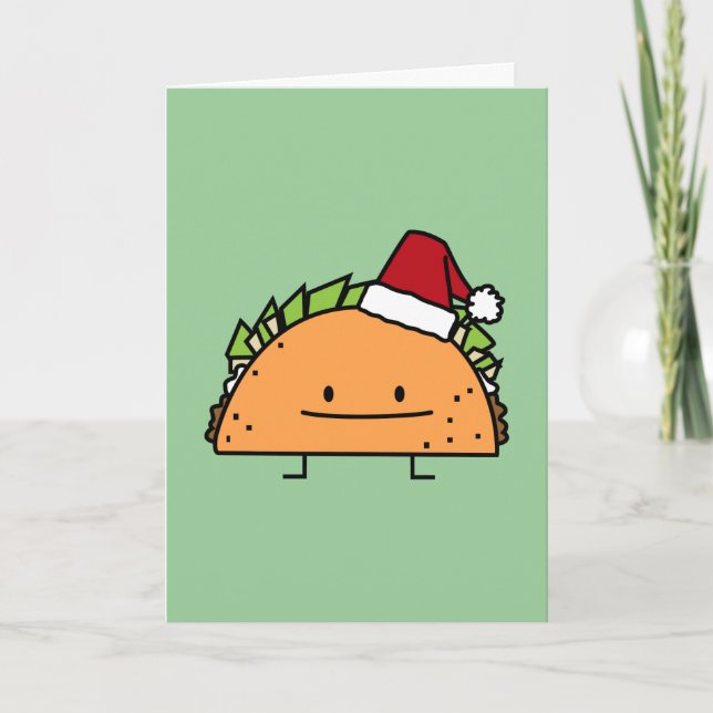 Tarjeta Festiva Taco usando Navidades de Santa Hat cáscara salsa d (Anverso)