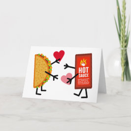 Tarjeta Festiva Taco y salsa caliente - corazones lindos del el