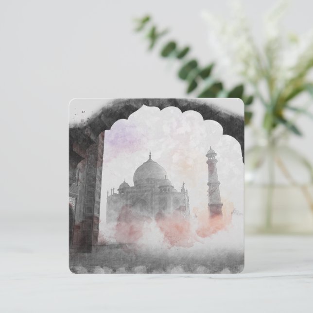 Tarjeta Festiva Taj Mahal Postcard Vintage Travel (Anverso de pie)