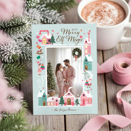 Tarjeta Festiva Taller de elfo rosado del Polo Norte Santa Foto