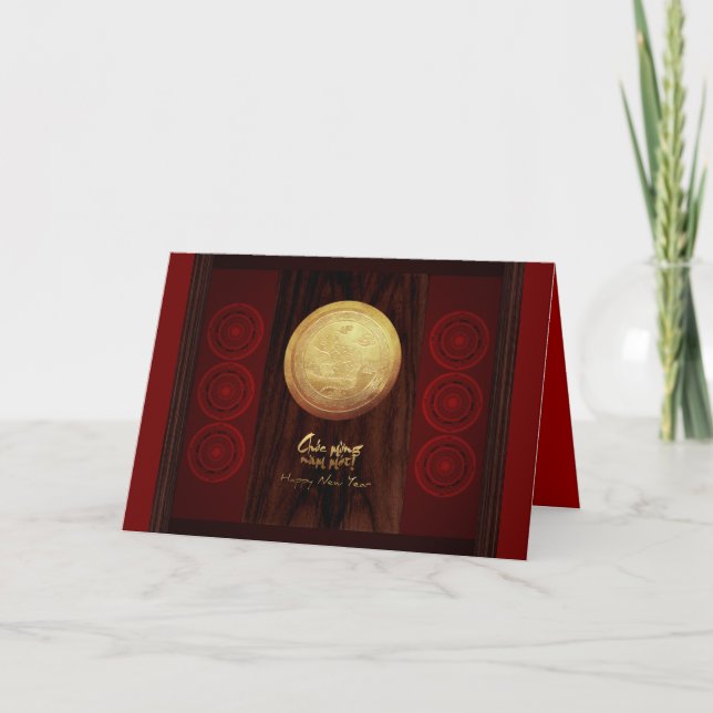 Tarjeta Festiva Tambores de bronce vietnamitas Têt New Year 2020 H (Anverso)