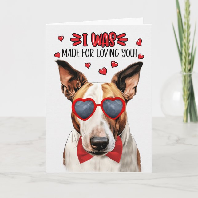Tarjeta Festiva Tan Bull Terrier Perro hecho para amarte San Valen (Anverso)