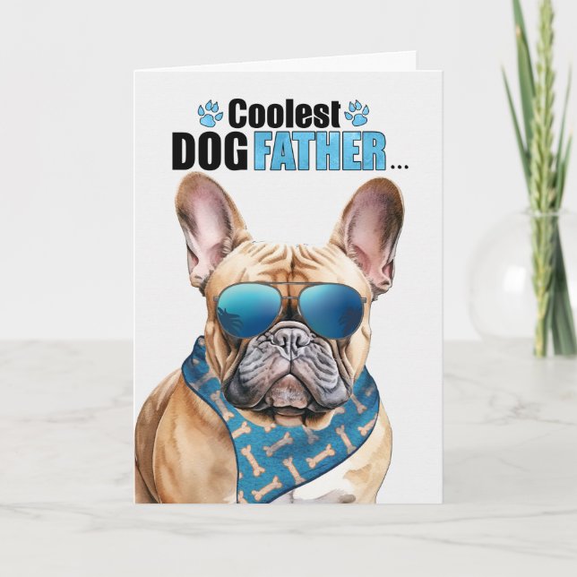 Tarjeta Festiva Tan Bulldog francés Perro frío Día del Padre (Anverso)