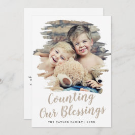 Tarjeta Festiva Tan Cepillado Cuenta Nuestras Bendiciones De Año E