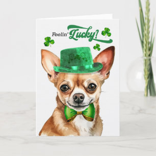 Tarjeta Festiva Tan Chihuahua Dog Feelin' afortunado Día de San Pa