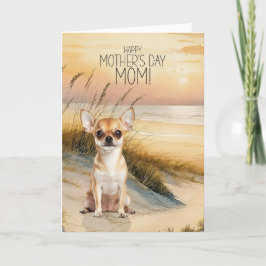 Tarjeta Festiva Tan Chihuahua Dog Sunset Beach Mother's Day