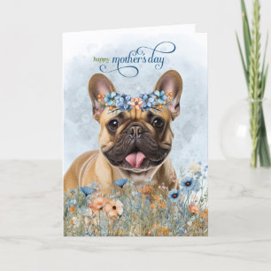 Tarjeta Festiva Tan French Bulldog Flores Silvestres Día de la Mad