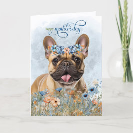 Tarjeta Festiva Tan French Bulldog Wildflowers Mother's Day