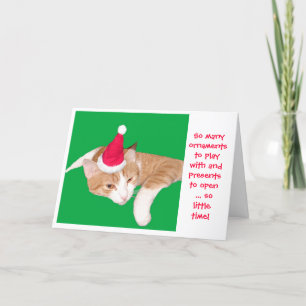 Tarjeta Festiva Tan muchos ornamentos a jugar con tan poca hora