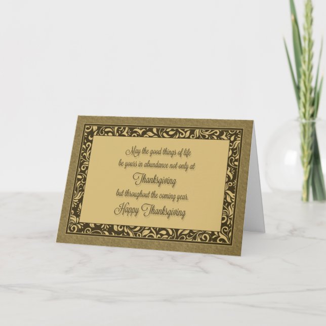 Tarjeta Festiva Tan Ornamental Acción de Gracias (Anverso)