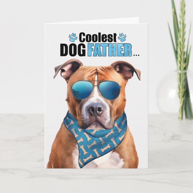 Tarjeta Festiva Tan Pit Bulldog frío Día del Padre (Anverso)