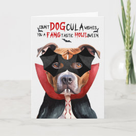 Tarjeta Festiva Tan Pitbull Dog Funny Count DOGcula Halloween