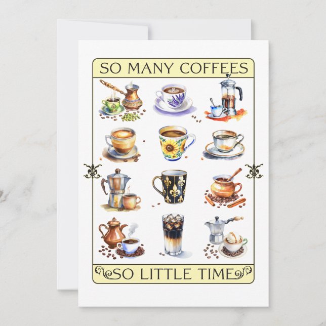 Tarjeta Festiva Tantos cafés, tan poco tiempo (Anverso)