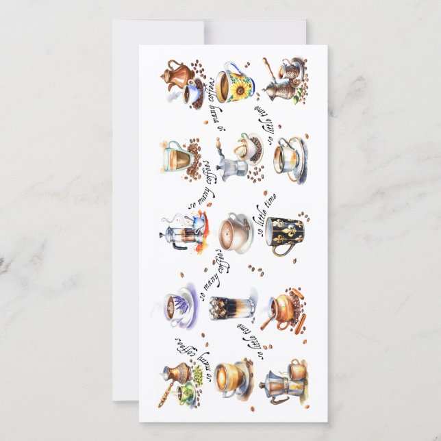 Tarjeta Festiva Tantos cafés, tan poco tiempo (Anverso)