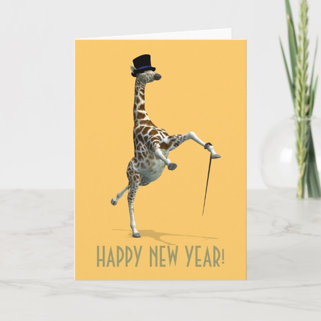 Tarjeta Festiva Tap Dancing Giraffe (Anverso)