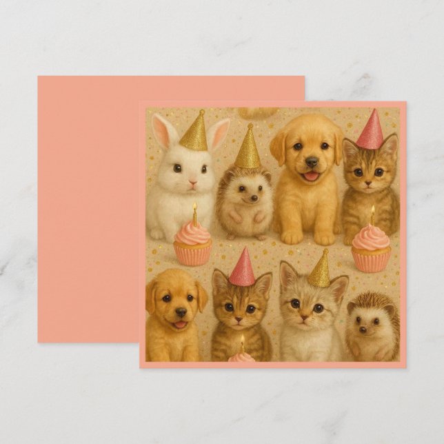 Tarjeta Festiva ¡Tarjeta de cumpleaños animal para bebés! (Anverso / Reverso)